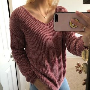 Super soft plush pink sweater